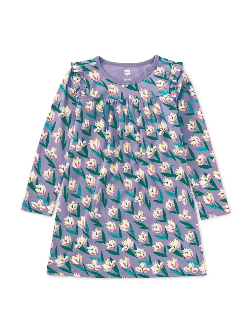 Tea Collection Girls Tulip Ruffle Dress 7 Purple Back to School Fall Boho NWOT